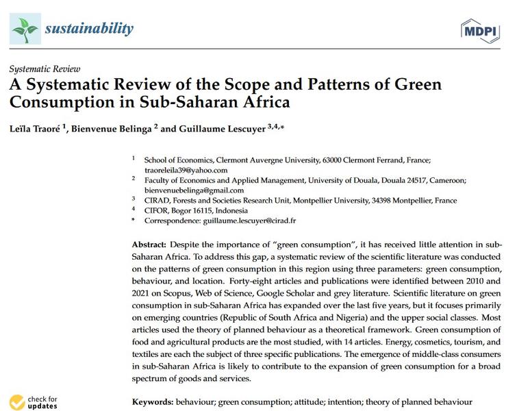 A systematic study of the scope and patterns of green consumption in sub-Saharan Africa